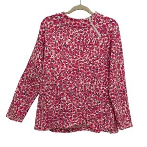 Talbots Pullover Sweatshirt Womens L Watercolor Zip Neck Comfort Athleisure